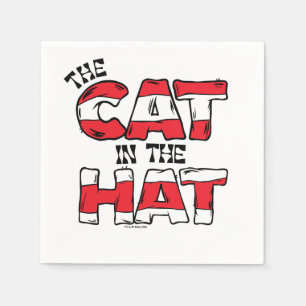 Cat In the Hat   Red & White Striped Text Napkin