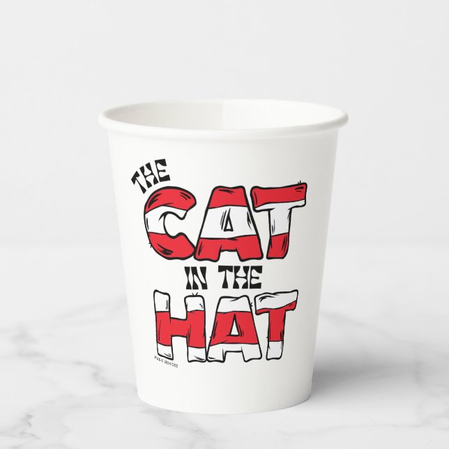 Cat In the Hat | Red & White Striped Text Paper Cups (Left)