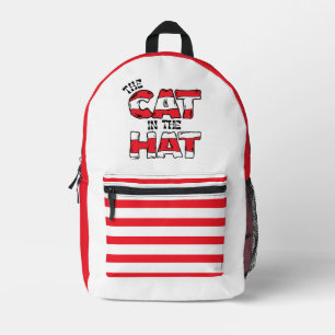 Cat In the Hat Red & White Striped Text Printed Backpack