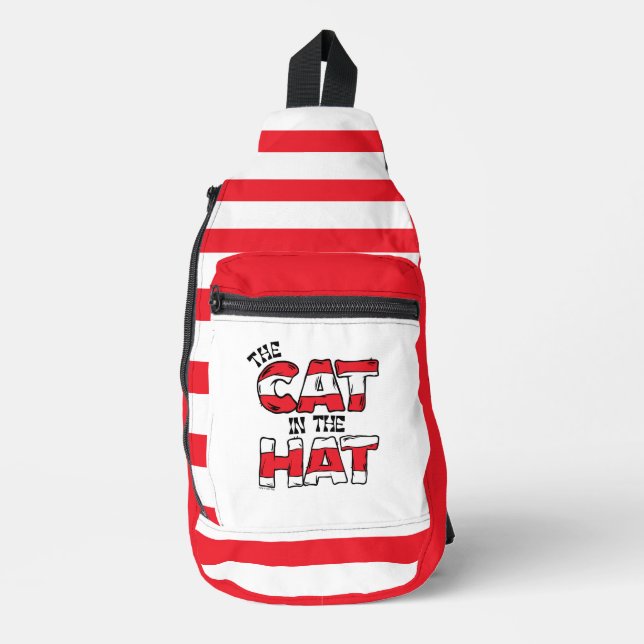 Cat In the Hat | Red & White Striped Text Sling Bag (Front)