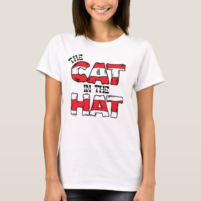 Cat In the Hat | Red & White Striped Text T-Shirt (Front)