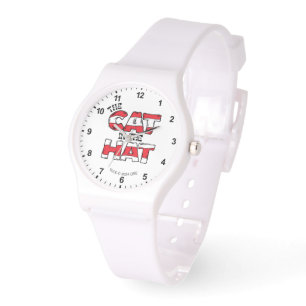 Cat In the Hat   Red & White Striped Text Watch