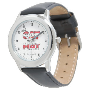 Cat In the Hat Red & White Striped Text Watch