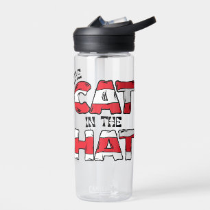 Cat In the Hat   Red & White Striped Text Water Bottle