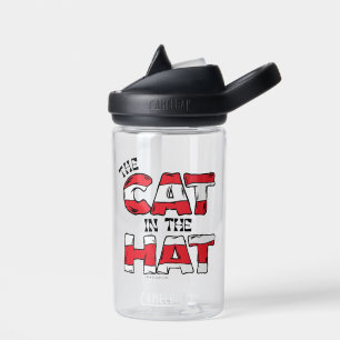 Cat In the Hat   Red & White Striped Text Water Bottle