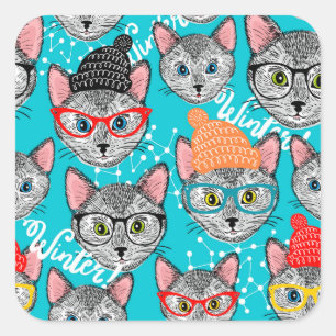 Cat in the hat square sticker