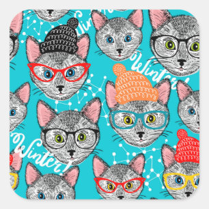 Cat in the hat square sticker