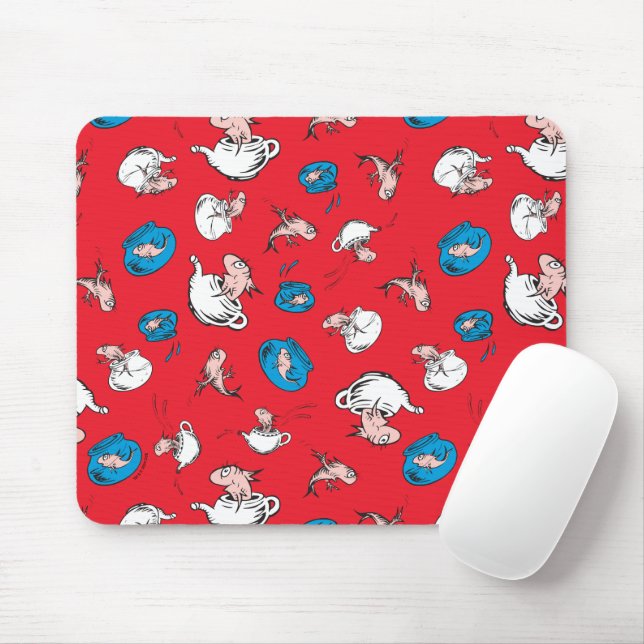 Cat In The Hat | The Fish Red Pattern Mouse Mat (With Mouse)