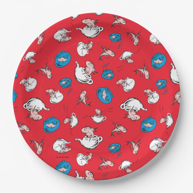 Cat In The Hat | The Fish Red Pattern Paper Plate (Front)