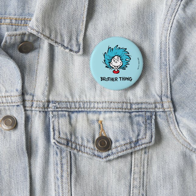 Cat in the Hat Thing One Thing Two Brother Thing 6 Cm Round Badge (In Situ)