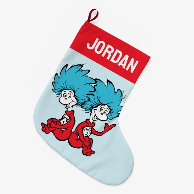 Cat in the Hat Thing One & Thing Two Large Christmas Stocking (Front (Hanging))