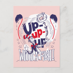 Cat In the Hat   Up-Up-Up With A Fish Postcard