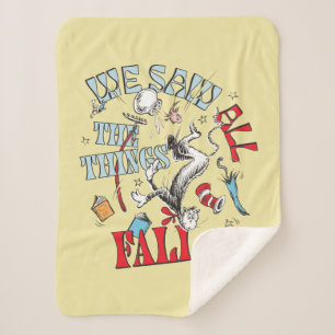 Cat In the Hat   We Saw All the Things Fall Sherpa Blanket