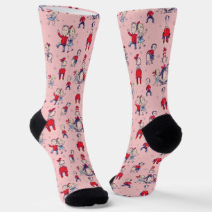 Cat In The Hat   With Kids Pattern Socks