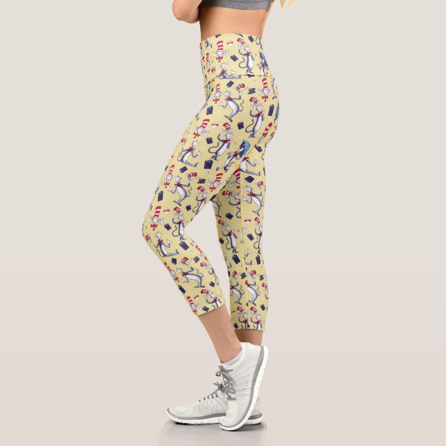 Cat In The Hat | Yellow Pattern Capri Leggings (Left)