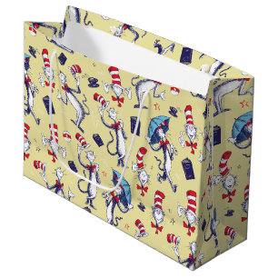 Cat In The Hat Yellow Pattern Large Gift Bag