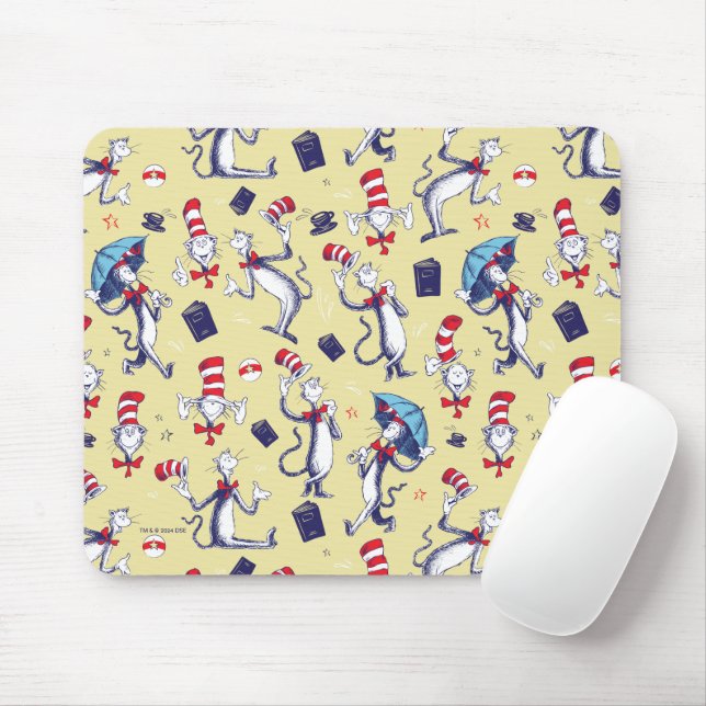 Cat In The Hat | Yellow Pattern Mouse Mat (With Mouse)