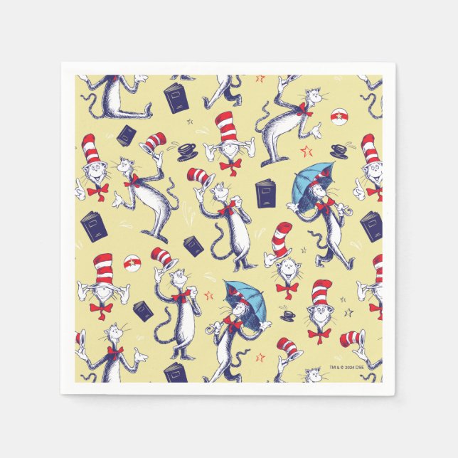 Cat In The Hat | Yellow Pattern Napkin (Front)