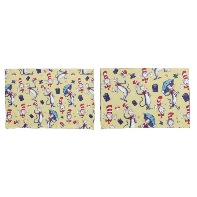 Cat In The Hat | Yellow Pattern Pillowcase (Front-Set)