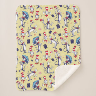 Cat In The Hat   Yellow Pattern Sherpa Blanket