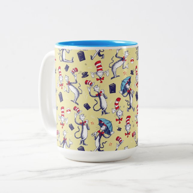 Cat In The Hat | Yellow Pattern Two-Tone Coffee Mug (Front Left)