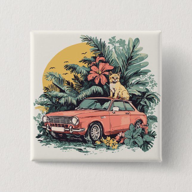 Cat in the jungle 15 cm square badge (Front)