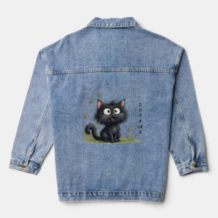 Cat in the Land of Fluffy Dandelions Denim Jacket