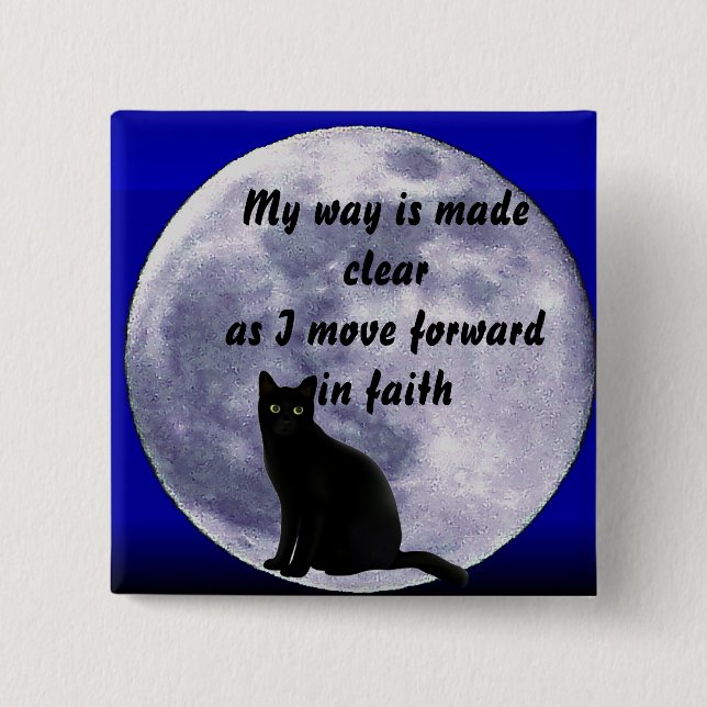 Cat in the Moon_ 15 Cm Square Badge (Front)