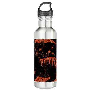 Cat in the moon  710 ml water bottle