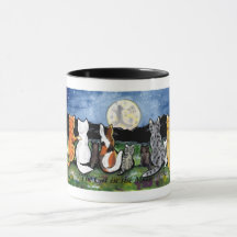 "Cat in the Moon" Cat Friends in Night Scene, Mug