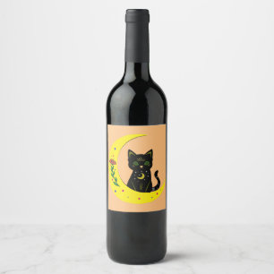 Cat in the moon Cat on moon Wine Label