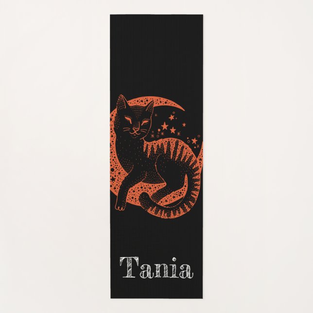 Cat in the moon  yoga mat (Front)
