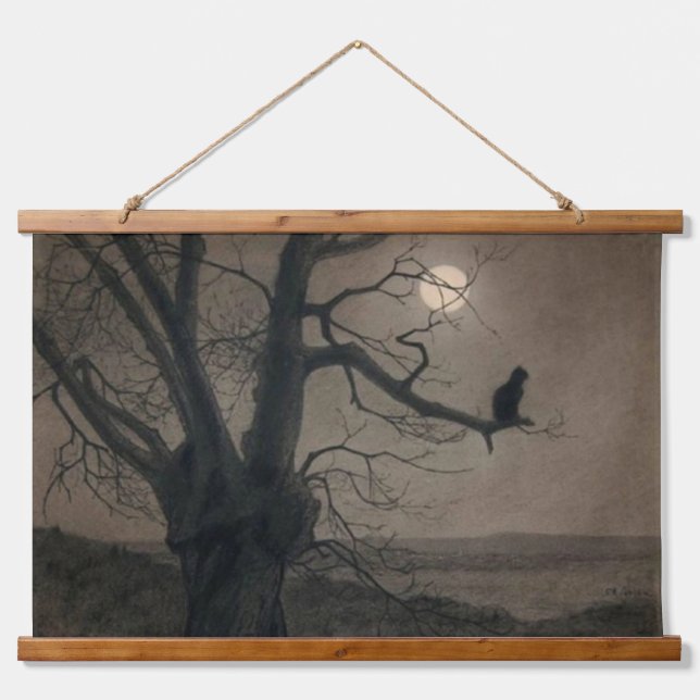 Cat in the Moonlight, Alexandre Steinlen Hanging Tapestry (Front)