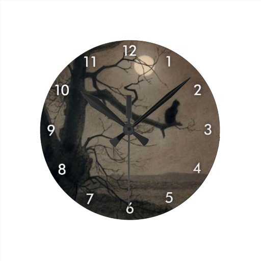 Image of Cat in the Moonlight, , Alexandre Steinlen Round Clock