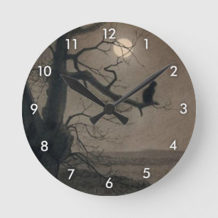 Cat in the Moonlight, Alexandre Steinlen Round Clock