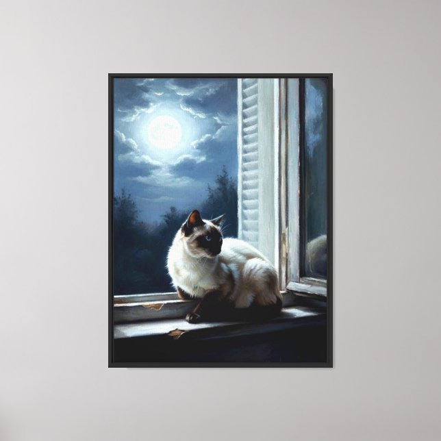 Cat in the Moonlight Canvas Print (Front)