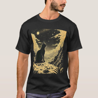 Cat In The Mountains Moonlight T-Shirt