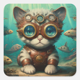 Cat in the Ocean sticker