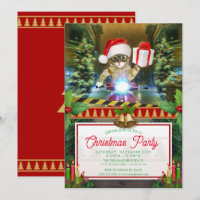 Cat in the Santa Claus hat delivers Christmas gift