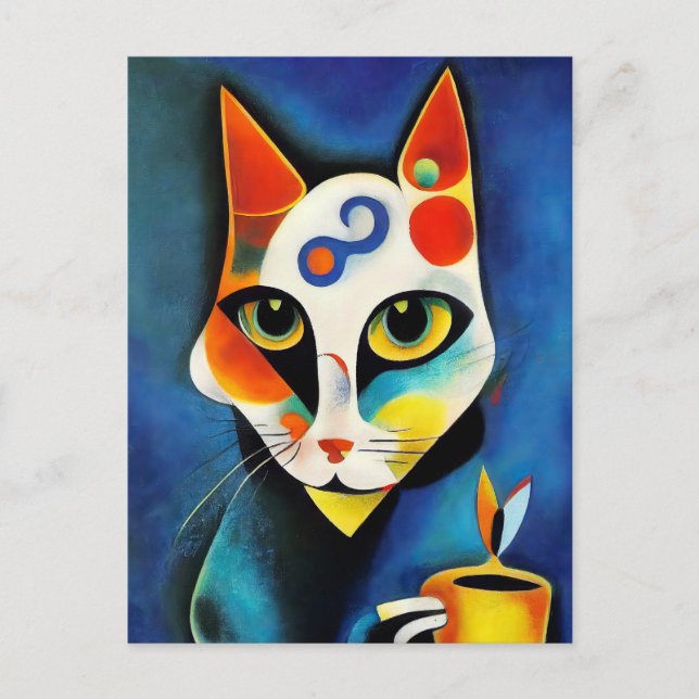 Cat in the style of classical modern art. postcard (Front)