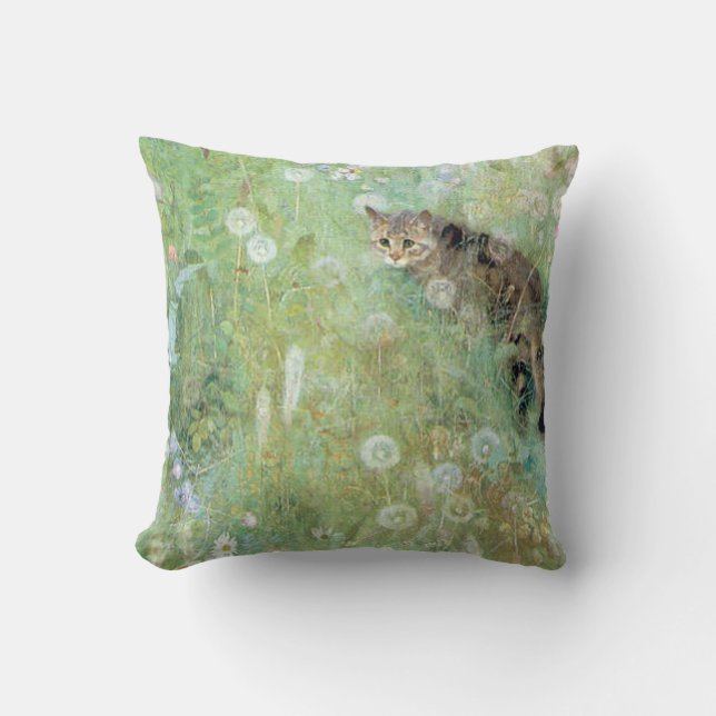 Cat in the Summer Meadow, Bruno Liljefors Cushion (Front)