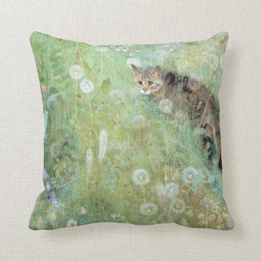 Image of Cat in the Summer Meadow, Bruno Liljefors Cushion