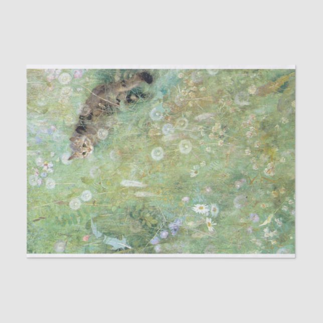 Cat in the Summer Meadow, Bruno Liljefors Tissue Paper (Front)