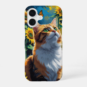 cat in the Sunflower Garden iPhone 16 Case