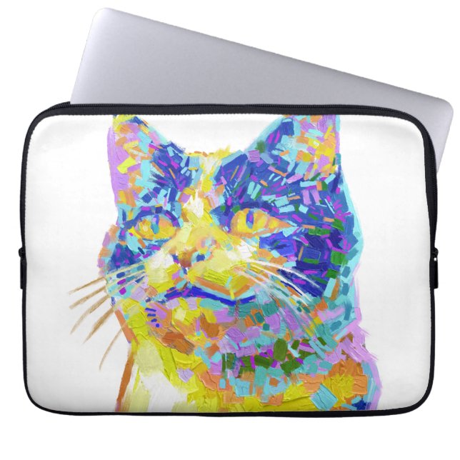 Cat in the Sunlight Button Laptop Sleeve (Front)
