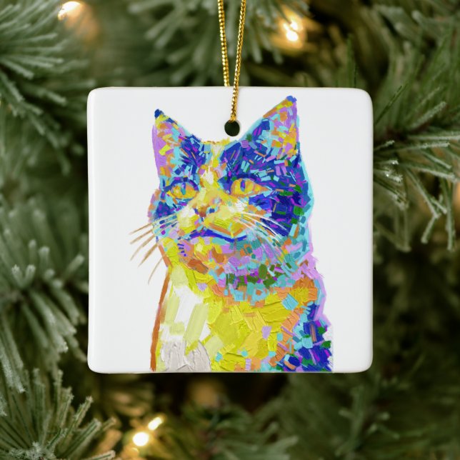 Cat in the Sunlight Ceramic Ornament (Tree)
