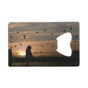 Cat in the Sunset Credit Card Bottle Opener