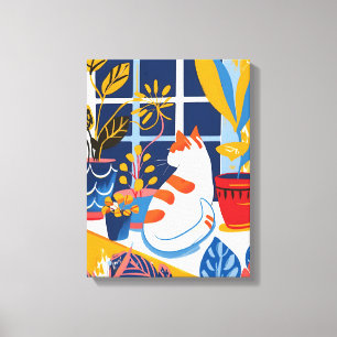 Cat in the Window: Favista and Colorful Art Canvas Print