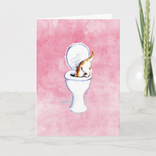 Cat in Toilet Fun Thinking of You Card