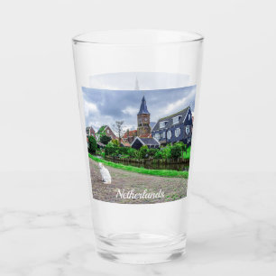 Cat in traditional fishing village glass